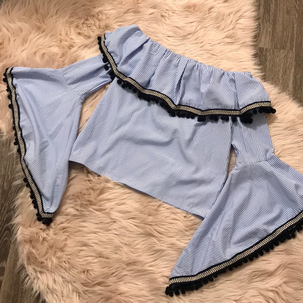 Pom Pom Off the Shoulder Top